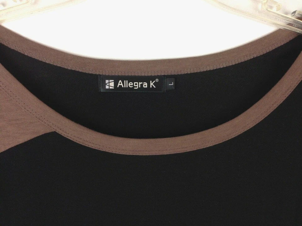 Allegra K Women’s Knit Top LS Raglan Sleeves Lite Wgt Striped Black/Brown Sz L - Image 3 of 4