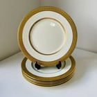 6x RARE Antique 1929 Royal Doulton H.2938 Bone China Dinner Plates Gold Gilt Rim