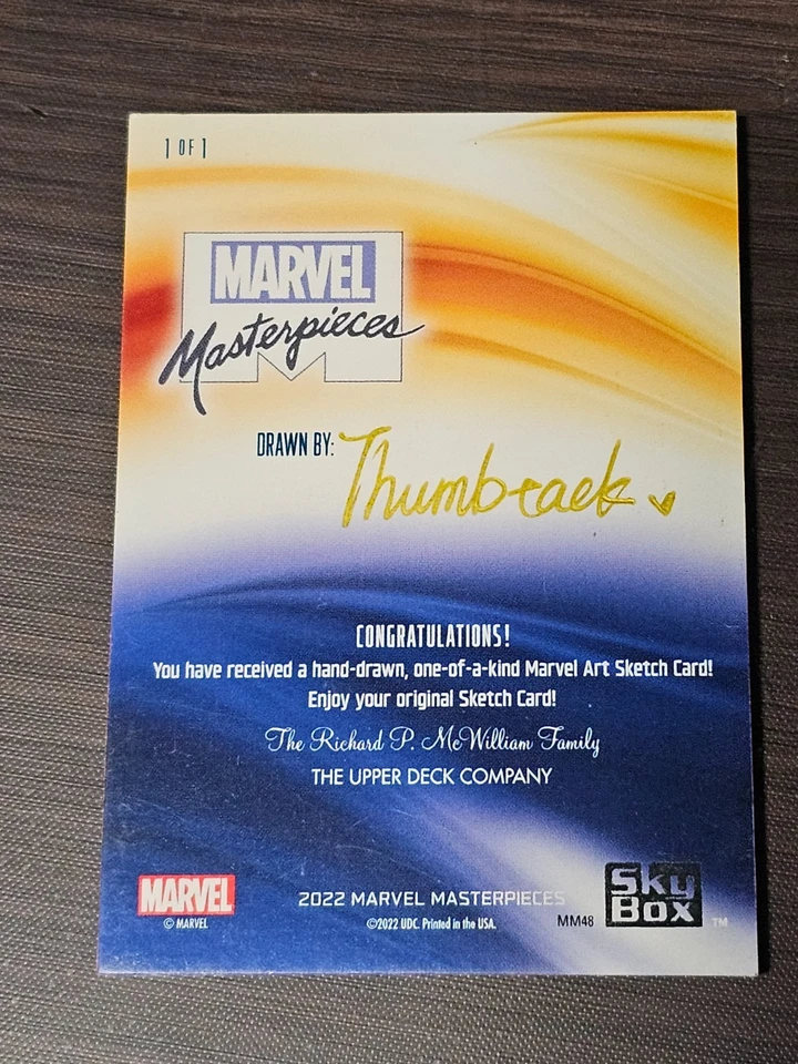 2022 Marvel SKYBOX Masterpieces Sketch Card Spider-Man 1/1 AP By Thumbtack - Image 2 of 2