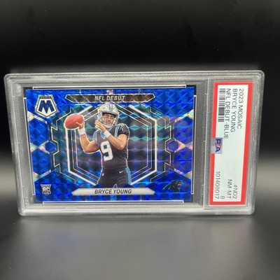 2023 Mosaic Bryce Young RC Blue Mosaic Prizm NFL Debut /99 Panthers PSA 8