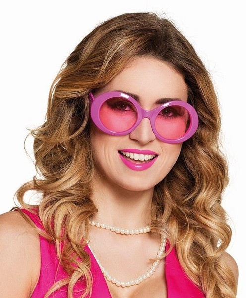 Hippie Look Show 60Er 70Er Jahre Karneval Pink Brille Jackie Neon Neonpink-image