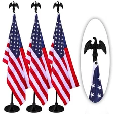 3PACK 8FT Telescoping Indoor Flag Pole Kit, Indoor American Flag with Stand--