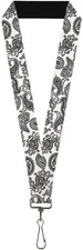 Buckle-Down Lanyard, Bandana White Black, Elastic 