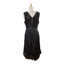 Draper James RSVP Sequin Dress Women's 10 Black Sleeveless V-Neck Cocktail Nwt