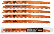 5-Pack 12-Inch Wood Pruning Reciprocating Saw Blades, 5TPI HCS Carbon Orange