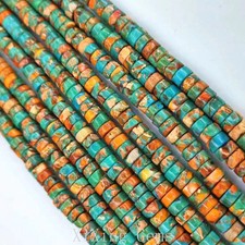 3x6mm Orange Blue Natural Sediment Jasper Heishi Spacer Beads for Jewelry Making