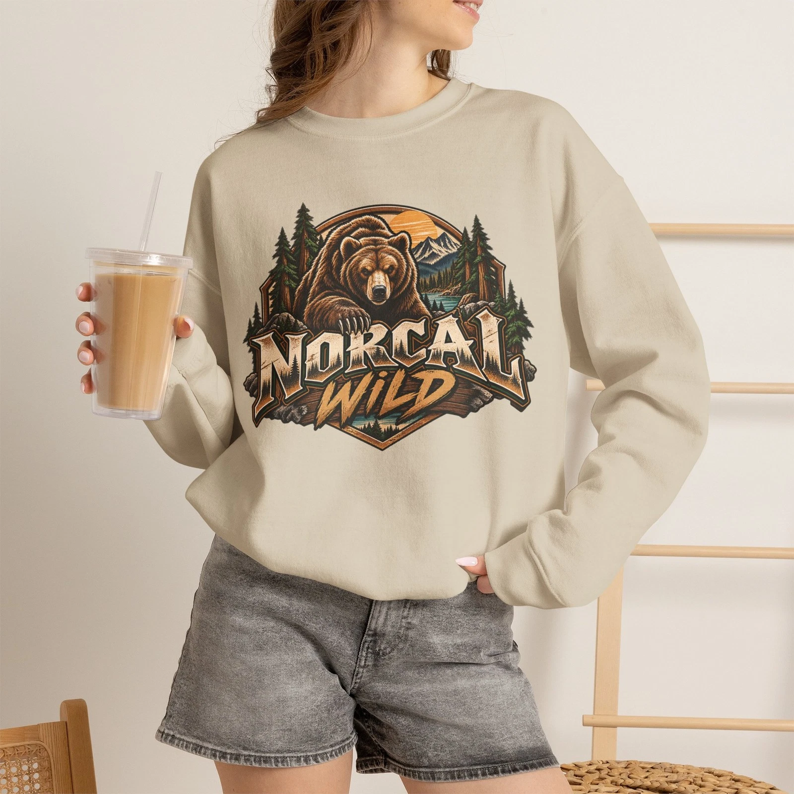 NorCal Wild Bear Sweatshirt Northern California Redwood Forest Vintage Crewneck image 4