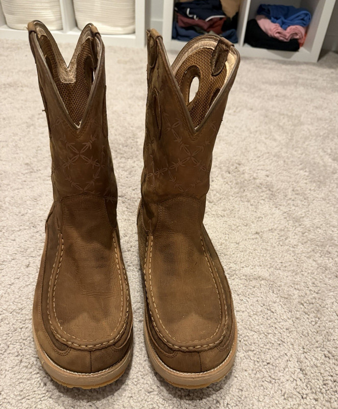 Twisted X Men's Brown Leather Western Boots US Size 10.5 MCBX001 Good Condition