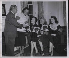 1950 Press Photo Mayor William O'Dwyer, Jane Pickens, Pat Wymore, Toby Deane