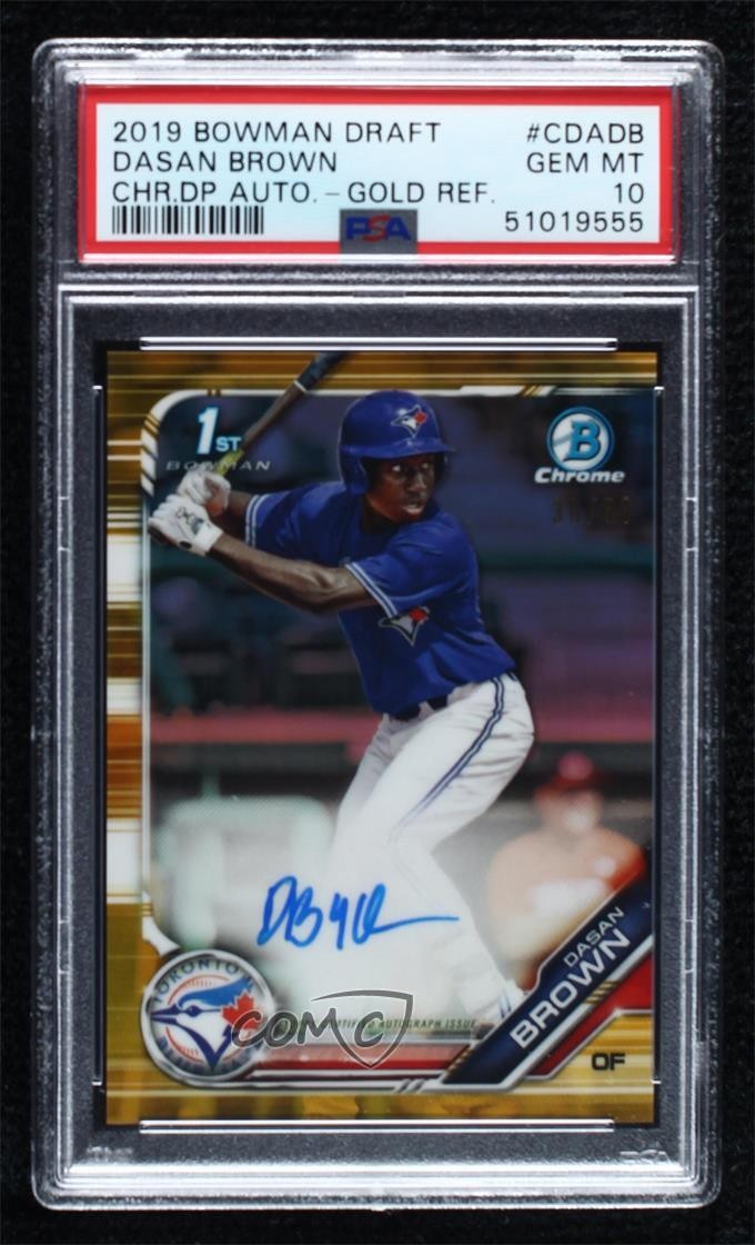 2019 Bowman Draft Chrome Pick Gold Refractor /50 Dasan Brown PSA 10 Auto 02u0