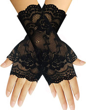 Monochef Women Short Lace Gloves Sunblock Fingerless Bridal Wrist Gloves Opera E