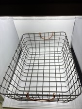 Industrial Style Metal Wire Basket w/Copper Handles 18 X12 X6 Deep New