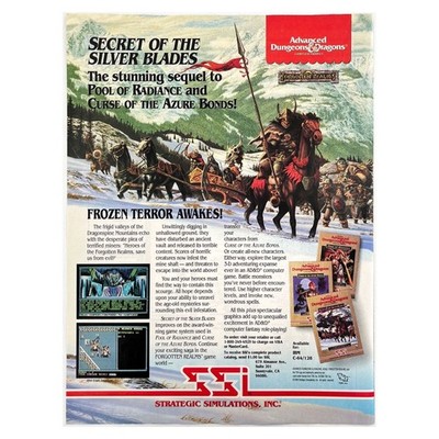 Secret of the Silver Blades AD&D Computer Game Vintage Magazine Print Ad 1990