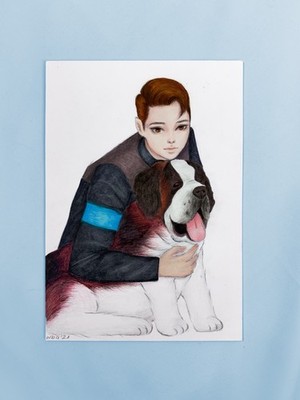 Original Drawing Copic Mixed Media Renaissance Assassin Portrait A5 OOAK
