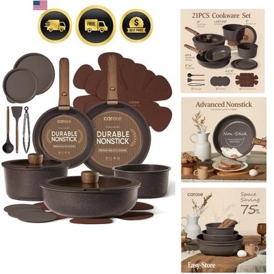 21PCS Pots and Pans Set Non Stick with Detachable Handle, Nonstick Cookware S...