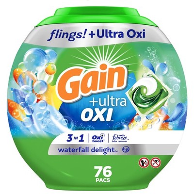 Gain Flings Ultra Oxi Laundry Detergent Waterfall Delight Scent 76 Count