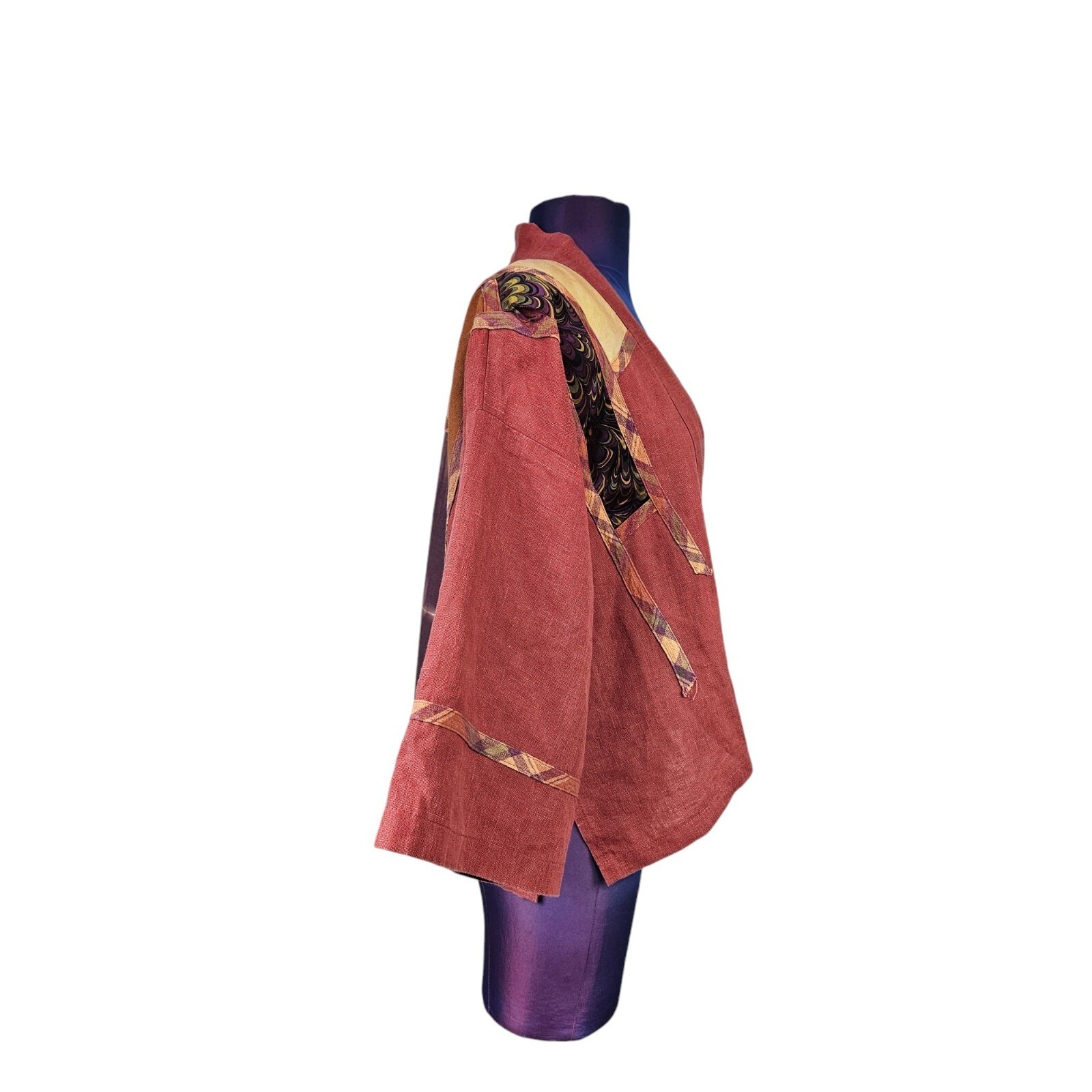 Rochester Folk Art Guild Rust Patchwork Kimono Ja… - image 3