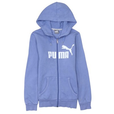 Puma Damen Hoodie blau durchgehender Reißverschluss UK 12 Baumwollmischung Freizeit