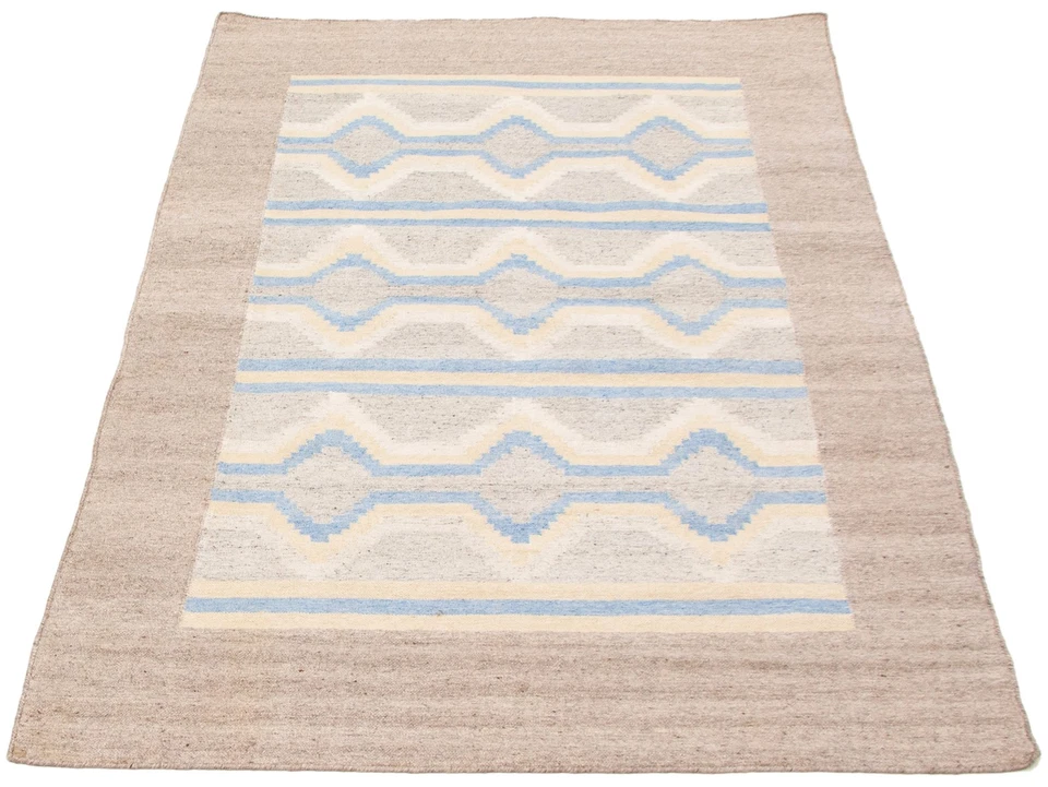 Vintage Geometric Kilim Area Rug 5'0" x 8'0" Traditional Wool Hand Woven Carpet - Image 3 of 4