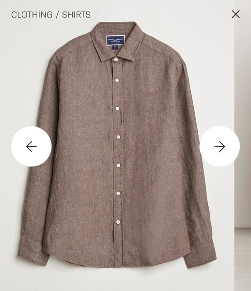Men Charles Tyrwhitt Shirt Brown Linen L