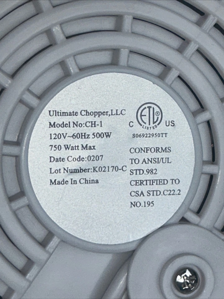 New No Box Ultimate Chopper CH-1 White Food Processor 500 Watts - Image 4 of 4