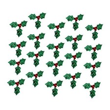 100pcs Artificial Holly Berry with Green Leaves Christmas Holly Berry