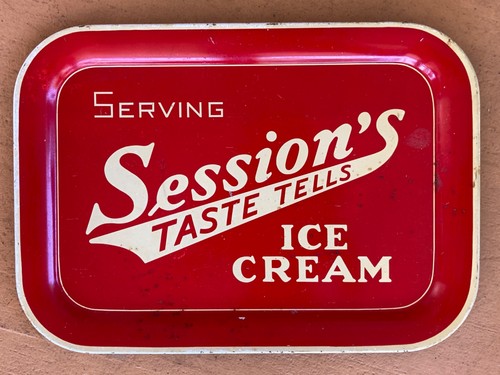 Vintage Sessions Taste Tells Ice Cream Serving Tray Metal Advertising