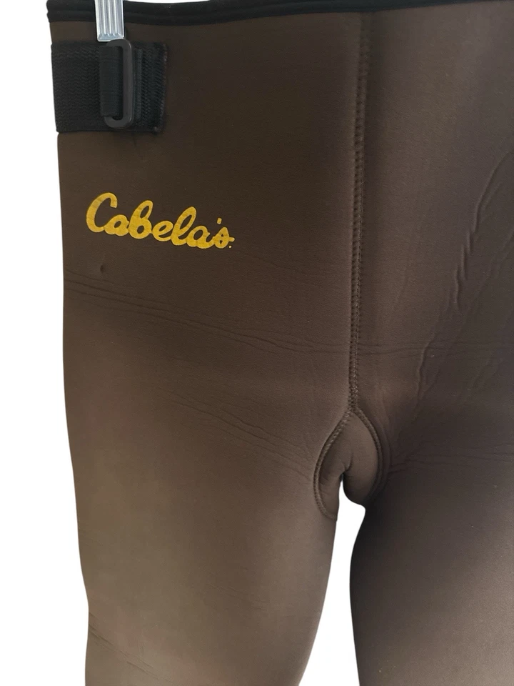 Cabela’s Small Neoprene Fishing Hip Waders Brown Footed Patch On Right Leg - Image 2 of 4