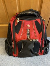 Swiss Gear Airflow Laptop Backpack Red Heavy Duty Media Storage Pockets EUC.
