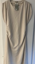 H&M Sleeveless Cream Long Dress Round Neck Size L Women's