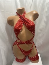 Exotic stripper wear dance wear 2 pcs RED Hologram ONE SIZE FITS MOST