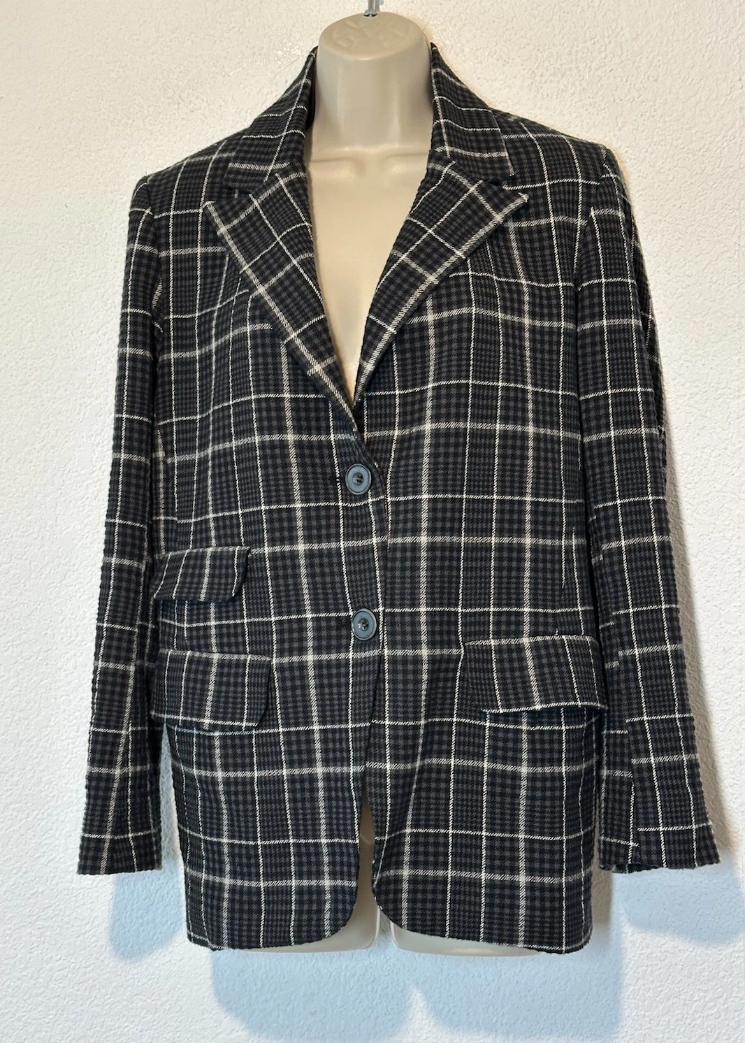 Free People We The Free Plaid Boyfriend Blazer Slouchy Oversized Relaxed XS