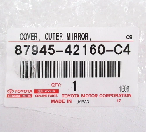 Genuine OEM Toyota 87945-42160-C4 Driver LH Side Mirror Cover 2013-2021 4Runner