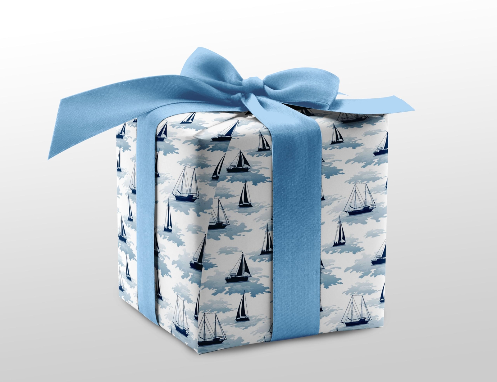 Blue Wrapping Paper for Birthday Baby Shower - Ocean Gift Wrap with Navy Anch...