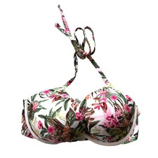 Victoria's Secret Bombshell Push-up Swim Bikini Top White Tropical Floral NWT
