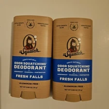Dr. Squatch Men's Natural Deodorant Fresh Falls Aluminum Free 2.65 oz X2