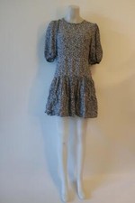 NWT Womens Free People Black, White Combo Flounce Short Sleeve Dress S *