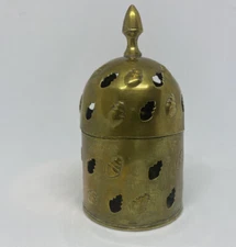 Decorative￼ Vintage Brass Trinket  Incense Container Holder