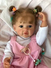 Reborn Baby Dolls Girl 22" Lifelike Smiling Newborn Full Body Vinyl Handmade Toy