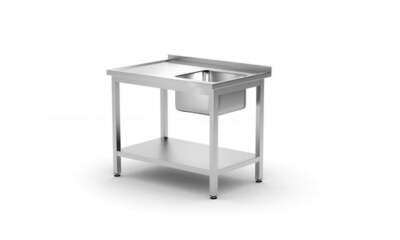 Einzelspültisch mit Regalboden, HENDI, Kitchen Line, Richtig, 1000x700x(H)850mm