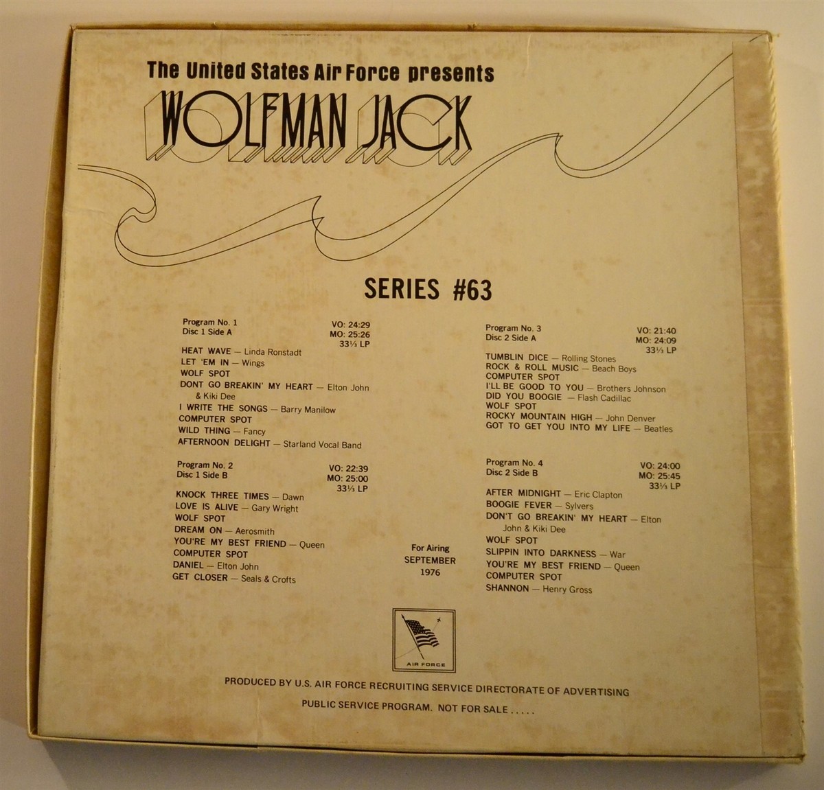Wolfman Jack 2 LP US Air Force Radio Show #63 Beatles Queen