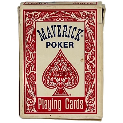 MAVERICK Poker No 1205 Plastic Coated Playing Cards RED No Jokers Hoyle Products