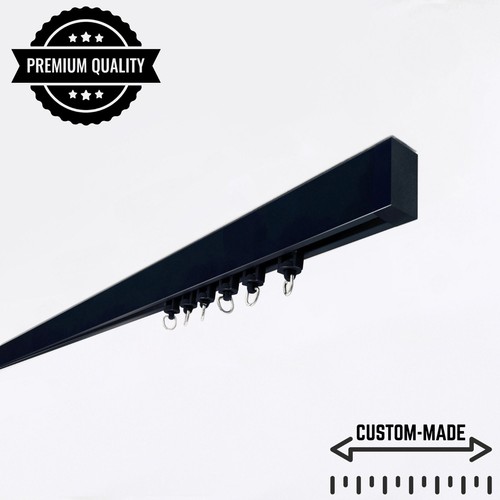 Premium Black Matte Single Curtain Rail - Heavy-Duty, Ceiling, Any custom Sizes