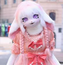 Fursuit Long Haired Husky Fox Mascot Head Party Halloween Fur Role-playing A19