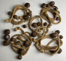 Lot of Metal Jingle Sleigh Bells Multiple Sizes Rope Garland Primitive Rusty VTG