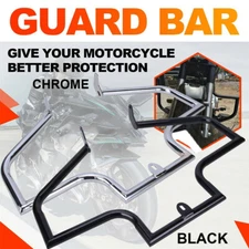 Chrome Black Highway Engine Guard Crash Bar For Harley Heritage Softail Fatboy