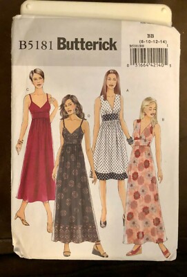 Butterick Pattern B5181 Misses Summer Dress Maxi ,Midi Sizes 8-14 Uncut |  eBay