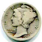 1916 Silver Mercury Dime ! Better Date ! First Year !
