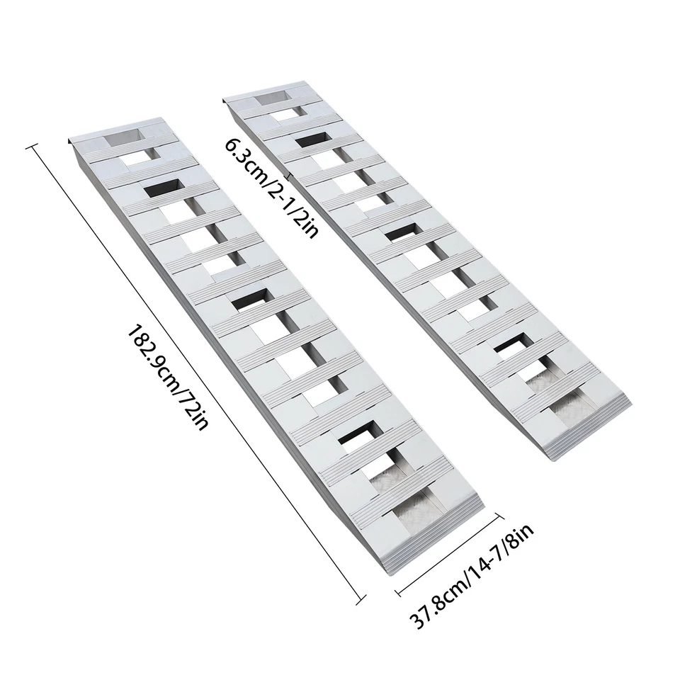 Rampas de reboque de alumínio 2X 6800lbs 72" x 15" para carro ATV caminhão automático e extremidades de gancho - Imagem 2 de 4