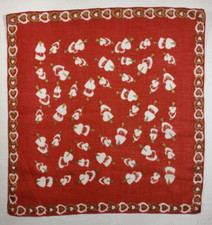 Vtg Valentines Hearts Hankie Gold paint red/white hankie 13.25x14 23OT01 H252 